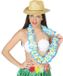Merkloos Hawaii thema party verkleedset - Strand strohoedje - bloemenkrans blauw/wit - Tropical toppers - voor volwassenen