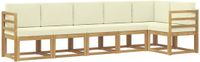 vidaXL - Hoek loungeset - 6 zitplekken - Wit en crèmekleurig - Polyester