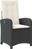 vidaXL 3-delige bistroset met kussens, zwart, polyrotan