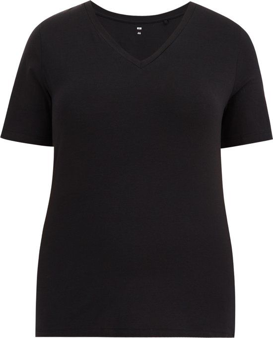 WE Fashion Dames T-shirt met V-hals - Curve