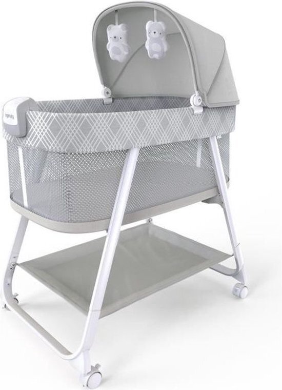 Ingenuity Ingenuity, Lullanight Babybed Gem, wieg met 4 wielen en luchtdoorlatende zijkanten, grijs, 9,51 kg