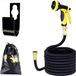 Tuyau d'arrosage extensible - Tuyau d'eau flexible avec pomme d'arrosage à 9 fonctions - Raccords en laiton - Support de tuyau - Sac de rangement - 45 mètres
