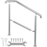 VEVOR 3 Stap reling RVS Overgangsleuning fit voor Niveau Oppervlak en 1 tot 3 Stappen Verstelbare Trapleuning Indoor Outdoor Trapleuningen 220 lbs Capaciteit met Installatie Kit Veranda DIY