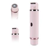 OTraki 2-in-1 elektrisch scheerapparaat voor dames, dubbele kop, IPX7 waterdicht, met bikinitrimmer, te gebruiken op droge of vochtige huid voor intieme gebieden zoals het gezicht, roze