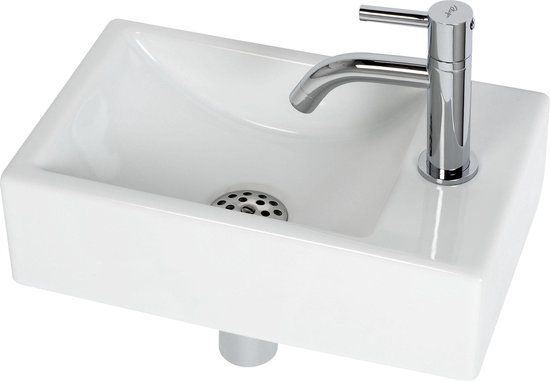 Plieger Austin Fonteinset - Rechts - Wit Keramiek - Incl. Kraan en Sifon