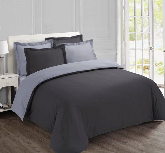 Vision Home Omkeerbaar Dekbedovertrek - 240x220 cm - Antraciet/Grijs