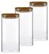Set de 3 pots de rangement hermétiques avec couvercle en bois