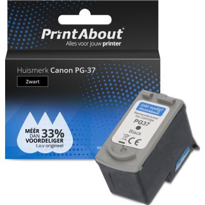 PrintAbout Huismerk PG-37 Zwart Inktcartridge | Compatibel met Canon