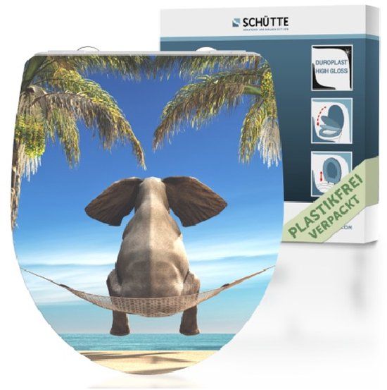 SCHÜTTE WC-Bril 82580 HAPPY ELEPHANT - Duroplast - Soft Close - Afklikbaar - Blauw