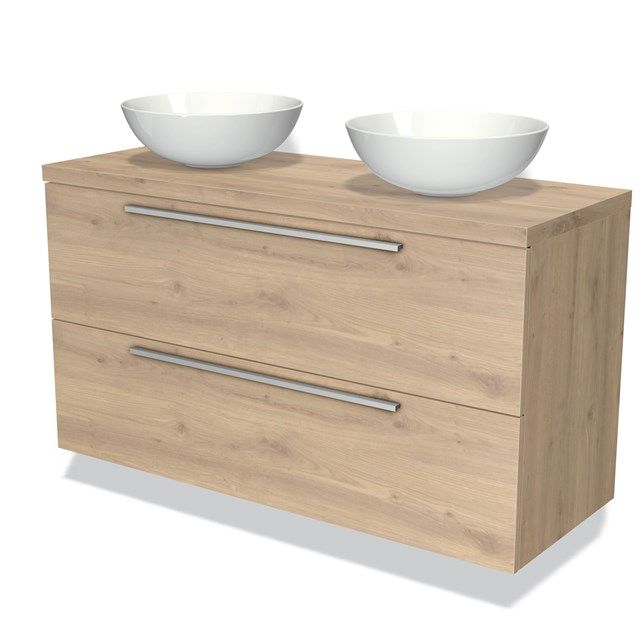 Maxaro Badkamermeubel Modulo Plato 120cm Lichtbruin Eiken 2 Lades