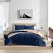 Nautica Kingsize dekbedset, omkeerbaar beddengoed van microsuède met bijpassende shams, superzachte sherpa beddengoedset, Oeko-Tex gecertificeerd (Beckett Navy, King)