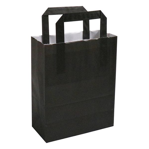 White label Papieren draagtas zwart 180 x 220 x 80 mm (250 stuks)