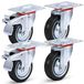 StarTech Set van 4 meubelrollen - Zware belasting, dubbele rollen met rem - Dubbele kogellagers - Zwenkbaar - Plaatmontage - 12,7 cm - Rood