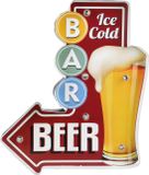 Merkloos / Sans marque Fornord Import Distribution Bier/Oktoberfest wand decoratiebord - Ice Cold Beer - Vintage metaal - 29 x 35 cm - Vaderdag cadeau