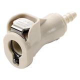 Bürkle POM snelsluiting-slangkoppelingen met slangtules, zonder ventiel, NW 3,2 mm, moerdeel, 6,4 mm binnendiameter, 47 mm lengte