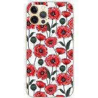 Apple iPhone 12 Pro Fleurs de pavot bedrukt siliconen hoesje