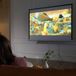 Écran de projection 4K HD 4:3 de 84 pouces avec trépied pliable et hauteur réglable, idéal pour le home cinéma et les films en intérieur/extérieur.