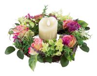 TV Unser Original Kaarsenzauber decoratieve krans roos met echte waskaars 05287