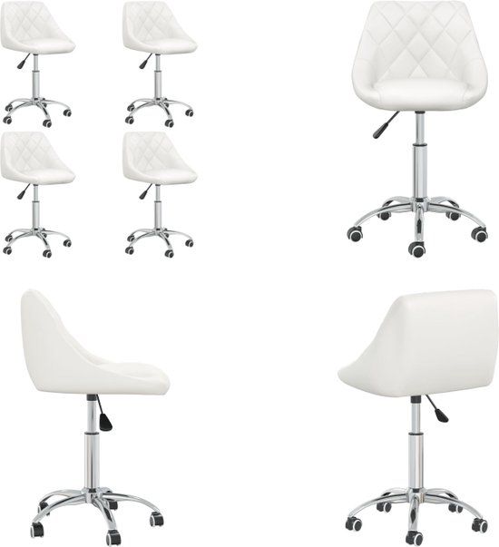 vidaXL Eetkamerstoelen draaibaar 4 stuks kunstleer wit