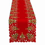 Grelucgo Geborduurde kerstvakantie Holly Tree Tafelloper, dressoir sjaal, rechthoekig 16 x 90 inch