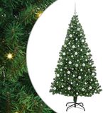 vidaXL Kunstkerstboom Groen 210 cm PVC en Staal en Kunststof