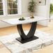 Pangivo Table À Manger Rectangulaire Effet Marbre En MDF Et Métal Blanc Et Noir 140 X 75 cm