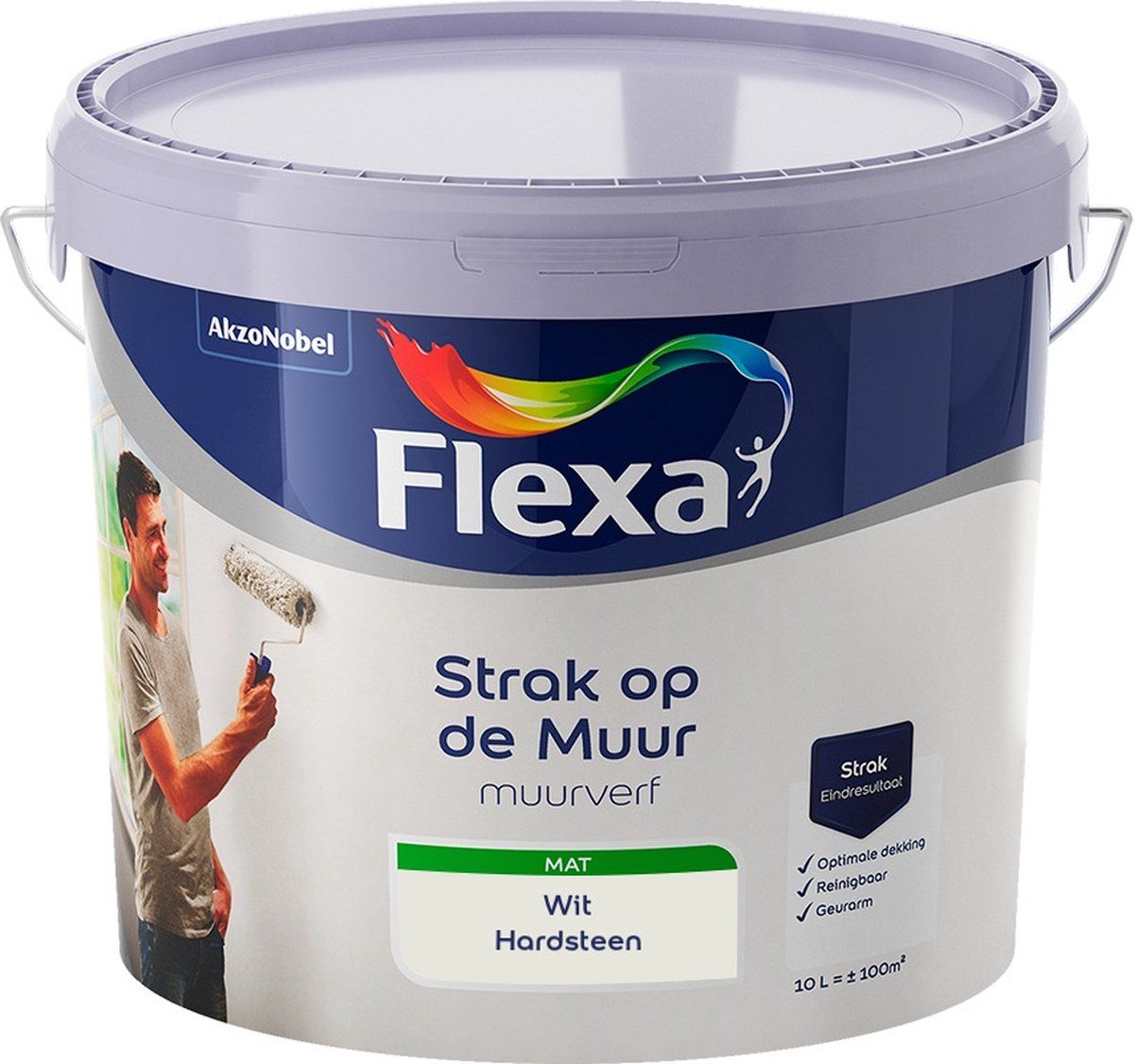 FLEXA Strak op de Muur Muurverf - Mat - Mengkleur - Wit Hardsteen - 10 liter