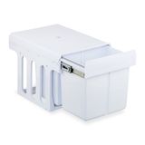 Merkloos / Sans marque Relaxdays inbouw prullenbak - 2 vakken - 2x 15 l - keukenkast vuilnisbak - wit