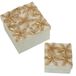 DRW Set van 2 vierkante parelmoeren dozen met bloemenreliëf, 13 x 13 x 8 cm en 9 x 9 x 6 cm