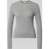 Tommy Hilfiger Dames Gebreide Trui Lange Mouw Katoen Donkergrijs L