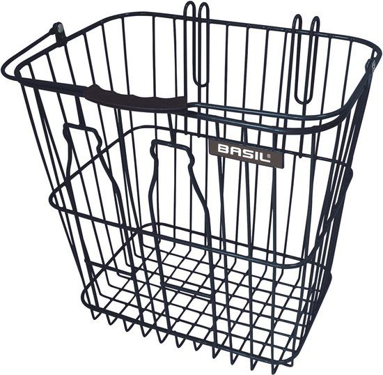 Basil Bottle Fietsmand - Voor - 26L - Zwart - Metaal - Afneembaar