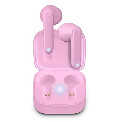 JAZ SBS Hoofdtelefoon Sweet True Wireless Stereo Pink, laadstation zakformaat 300 mAh, touch-bediening voor oproepen en muziek, compatibel met iPhone, Samsung, Xiaomi, Oppo, Huawei