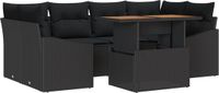vidaXL Tuinbank Set 7-delig Zwart Polyrattan