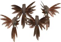 House of Seasons Kolibries vogels op clip - 4x st - bruin