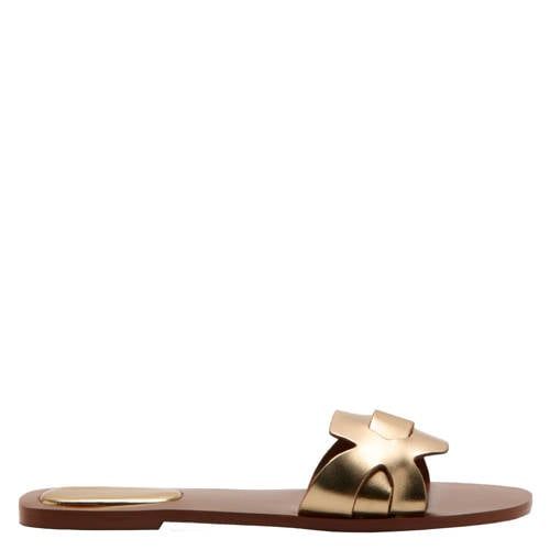 MANGO TEEN leren sandalen goud