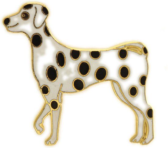 Merkloos / Sans marque Behave Broche dalmatiër wit zwart - Broche voor dames - 3 cm - Wit - Bijoux