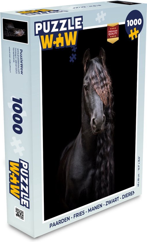 MuchoWow Puzzel Paarden - Fries - Manen - Zwart - Dieren - Legpuzzel - Puzzel 1000 stukjes volwassenen - Sinterklaas cadeautjes - Sinterklaas voor grote kinderen