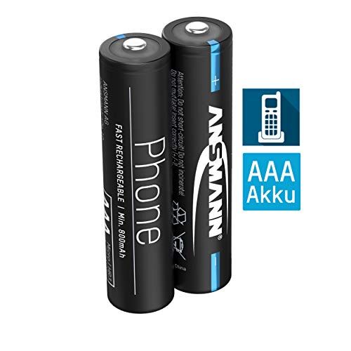 Ansmann Telefoonaccu AAA 800 mAh NiMH 1,2 V - oplaadbare potloodbatterijen AAA voor DECT Phone met geringe zelfontlading, ideaal voor draadloze telefoons en babyfoons (2 stuks)