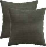 vidaXL Kussensloop - 2 stuks - HEERLEN - Antracietkleurig - 40 x 40 cm - corduroy