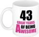 Bellatio Decorations Great years of being awesome Verjaardag 43 jaar Koffiemok Cadeau