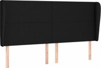 VidaXL Hoofdbord met randen Zwart 183x23x118/128 cm Stof