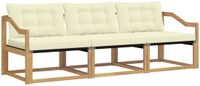 vidaXL - Bank loungeset - 3 zitplekken - Wit en crème - Acacia hout