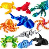 Merkloos Zeedierfiguren speelgoed - Set van 10 stuks - 3D-geprint - Beweegbare gewrichten