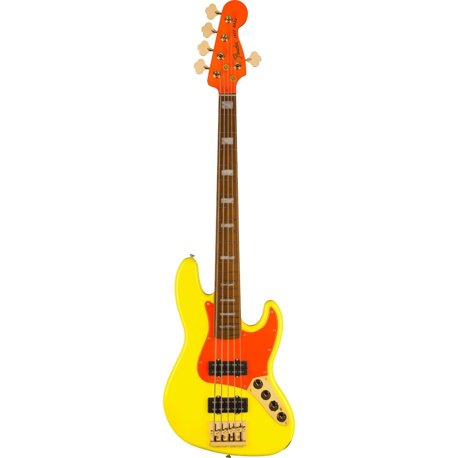 Fender MonoNeon Jazz Bass V Neon Yellow MN 5-String Electric Bass Guitar