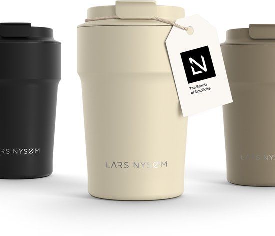 LARS NYSØM Bevægelse Thermos Coffee Mug-to-go 380ml - Almond Beige