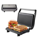 BEPER P101TOS003 Compacte elektrische grill, antiaanbakplaat, broodrooster, sandwiches, vlees, groenten - zelfinstellende platen, warmte-isolerende handgreep en geïntegreerde snoeroproller