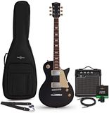 Gear4music New Jersey Select Electric Guitar Black, 10W Guitar Amp & Accessory Pack