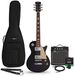 Gear4music New Jersey Select Electric Guitar Black, 10W Guitar Amp & Accessory Pack