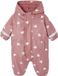 Vertbaudet Veste de pluie pour bébé avec capuche, doublée polaire, rayée, vieux rose, taille 80