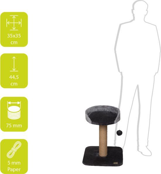 Duvo+ Krabpaal Trend Grove - Grijs - 35 x 35 x 44 cm